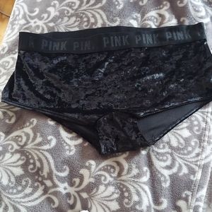 NWT Victorias secret pink black velvet boy shorts